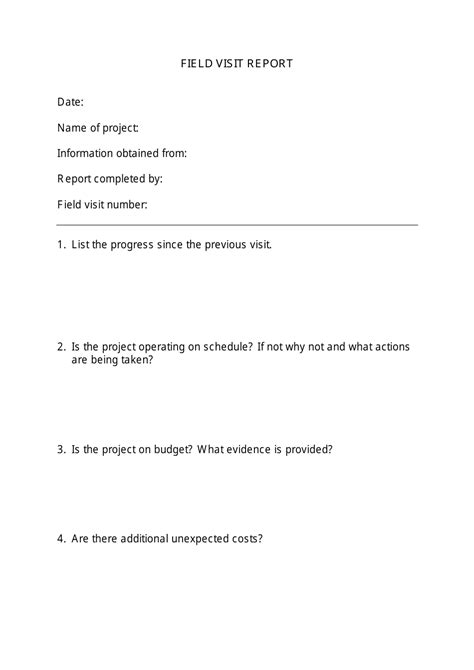 field visit report template word